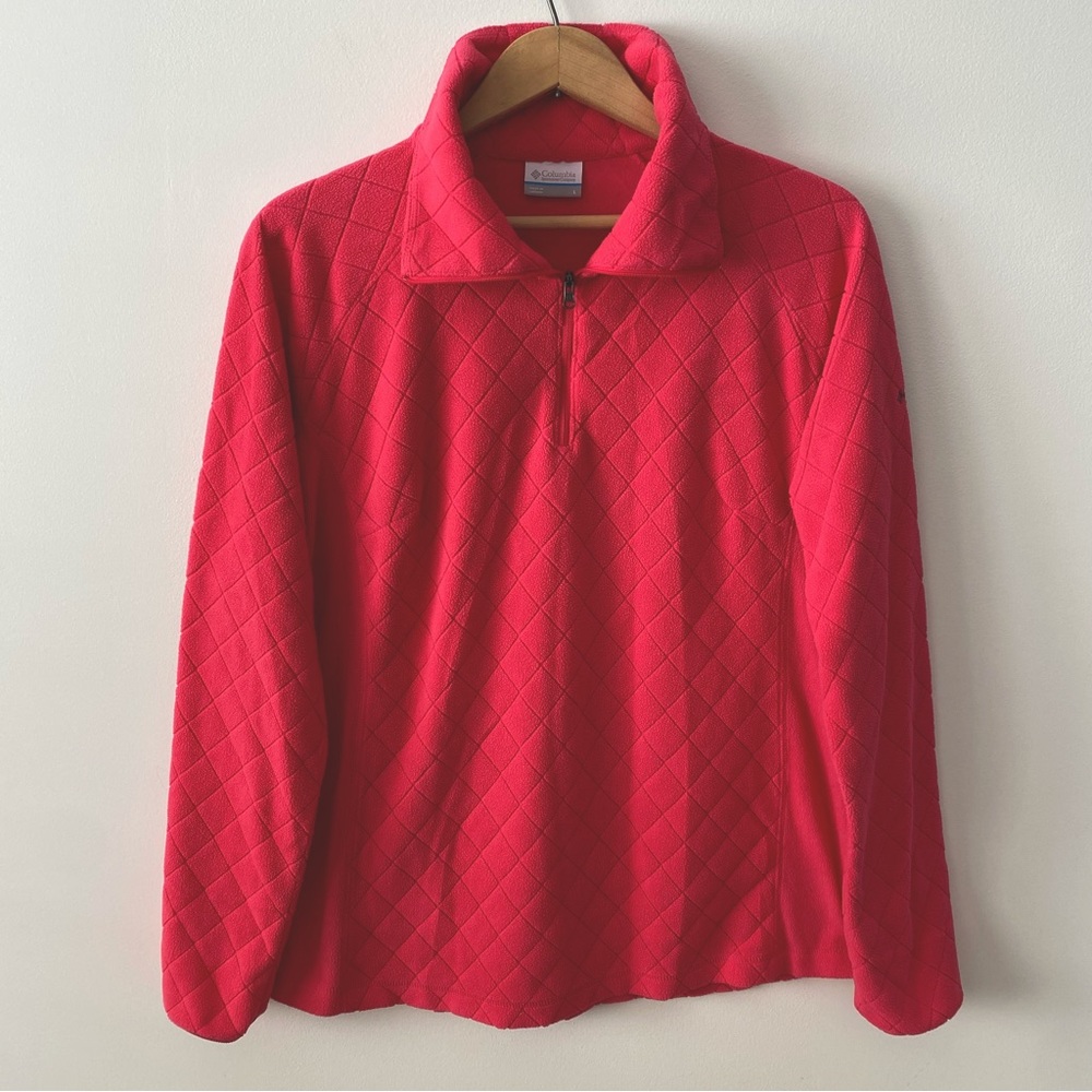 Columbia bright pink quarter zip fleece sweater top size large womens